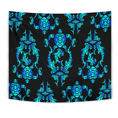 Sea turtle Polynesian Tribal Hawaiian Tapestry