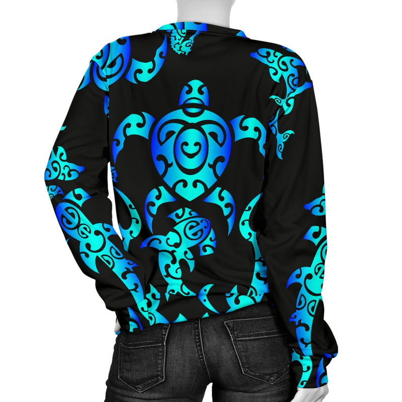 Sea Turtle Polynesian Tribal Hawaiian Women Crewneck Sweatshirt