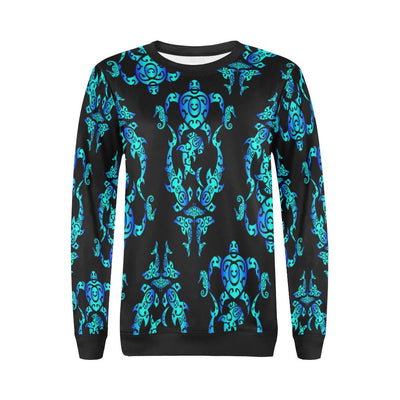 Sea turtle Polynesian Tribal Hawaiian Women Long Sleeve Sweatshirt-JorJune