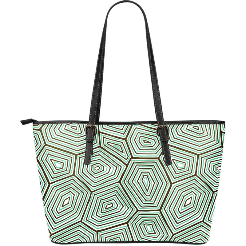 Sea Turtle Skin Print Large Leather Tote Bag