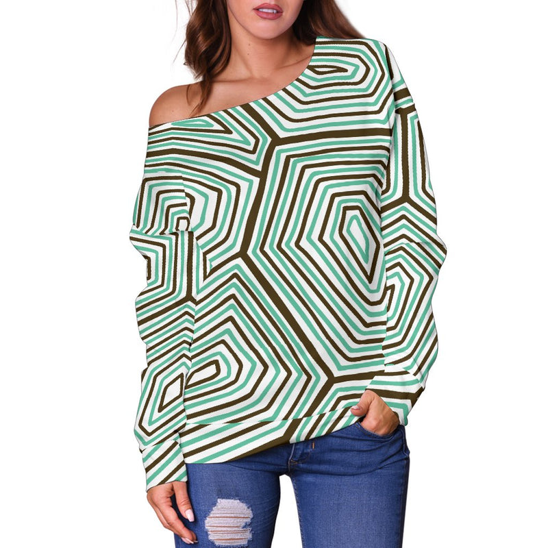 Sea Turtle Skin Print Off Shoulder Sweatshirt