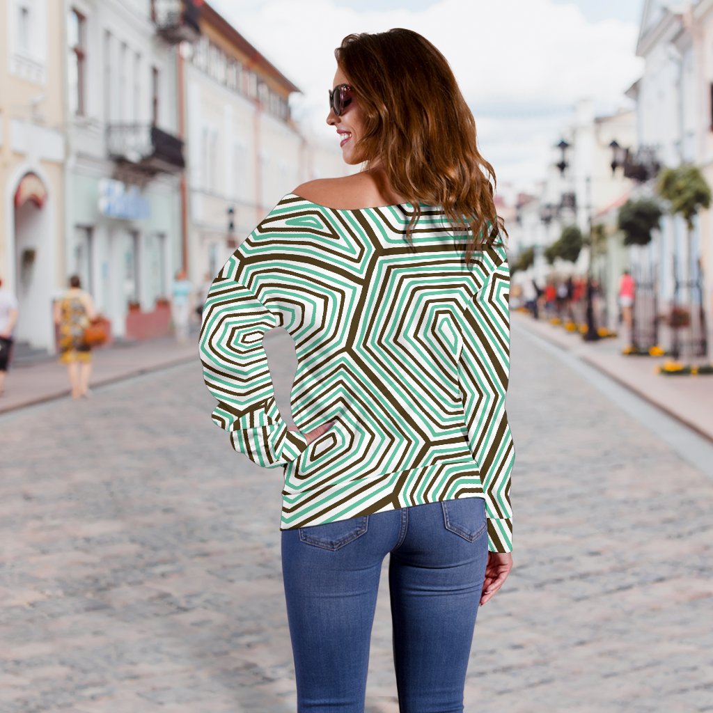 Sea Turtle Skin Print Off Shoulder Sweatshirt