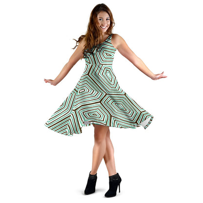 Sea Turtle Skin Print Sleeveless Mini Dress