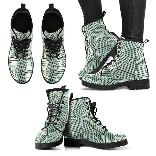 Sea Turtle Skin Print Women Leather Boots