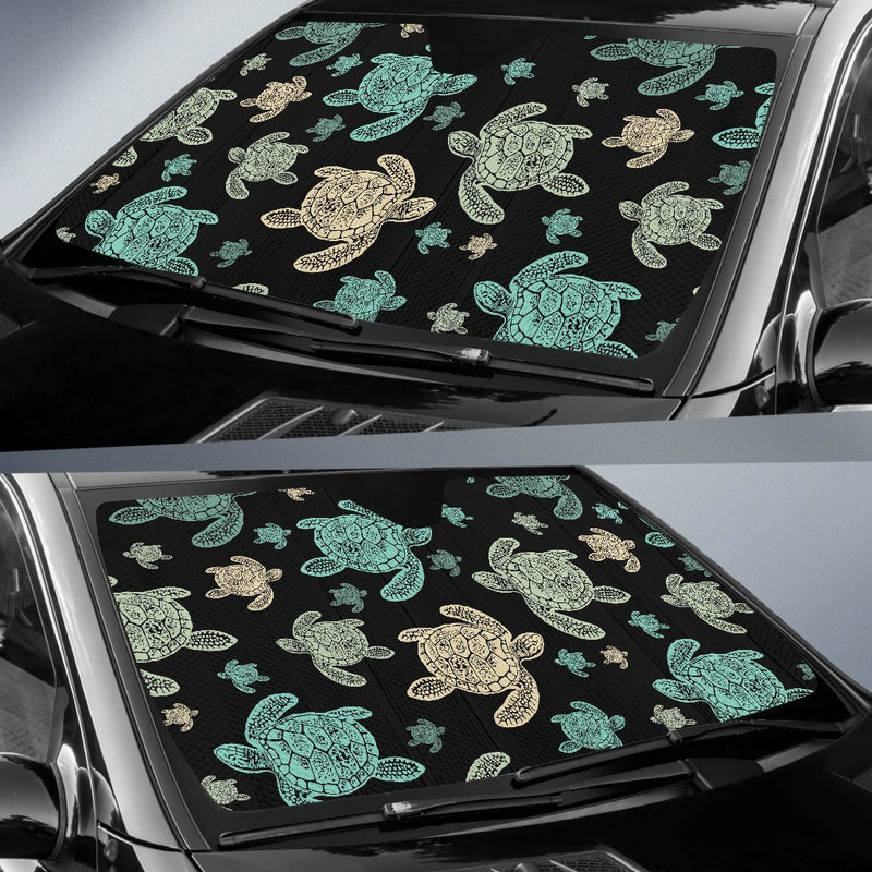 Sea Turtle Stamp Pattern Car Sun Shade-JorJune