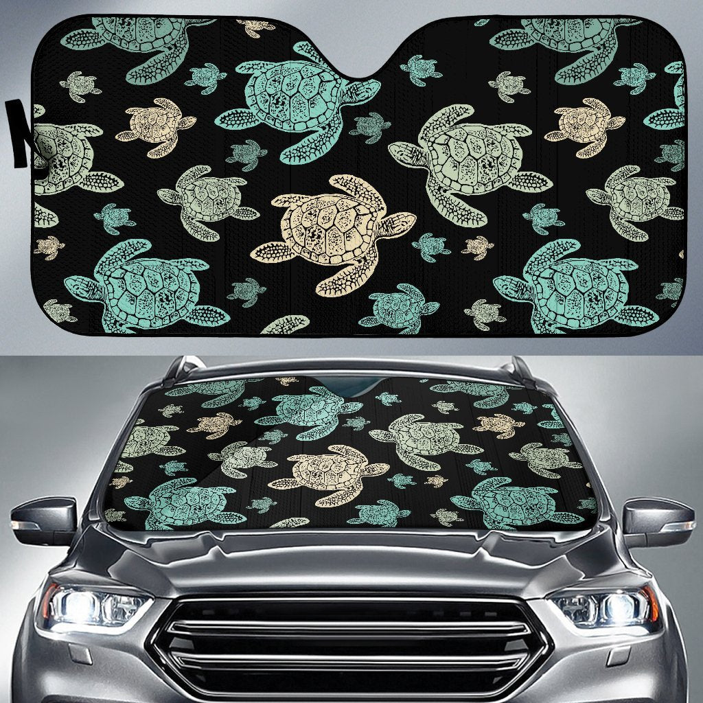 Sea Turtle Stamp Pattern Car Sun Shade-JorJune