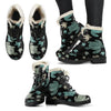 Sea Turtle Stamp Pattern Faux Fur Leather Boots