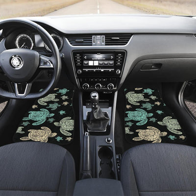 Sea Turtle Stamp Pattern Front and Back Car Floor Mats