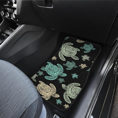 Sea Turtle Stamp Pattern Front and Back Car Floor Mats