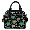 Sea Turtle Stamp Pattern Leather Shoulder Handbag