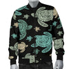 Sea Turtle Stamp Pattern Men Casual Bomber Jacket