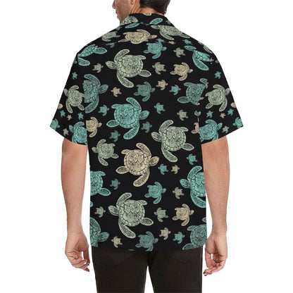 Sea Turtle Stamp Pattern Men Hawaiian Shirt-JorJune