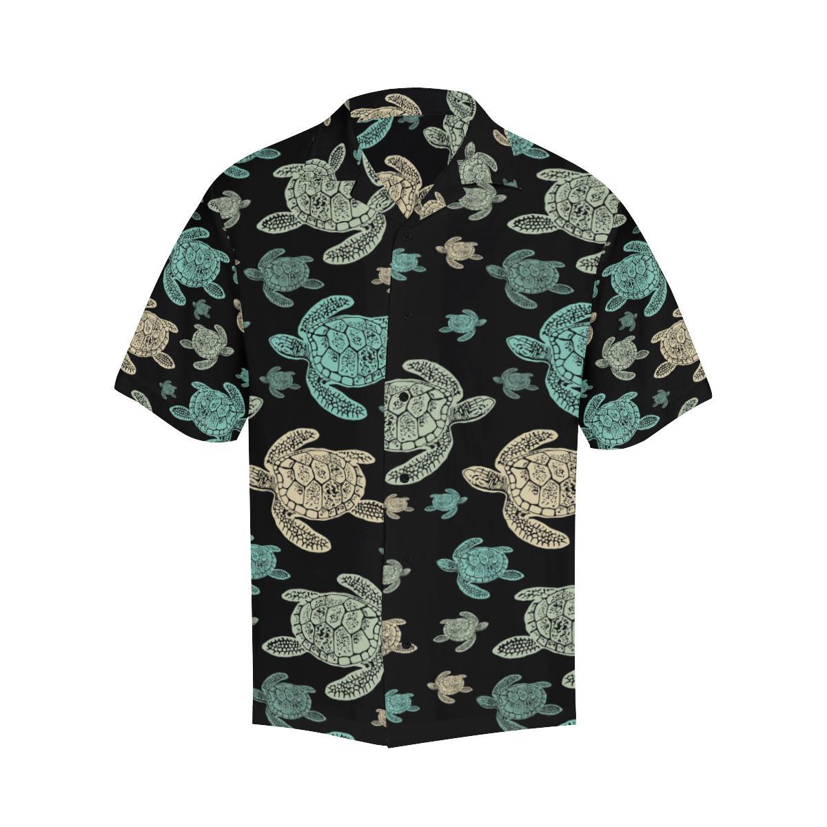 Sea Turtle Stamp Pattern Men Hawaiian Shirt-JorJune