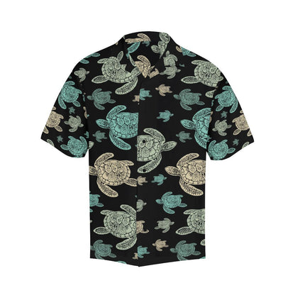 Sea Turtle Stamp Pattern Men Hawaiian Shirt-JorJune