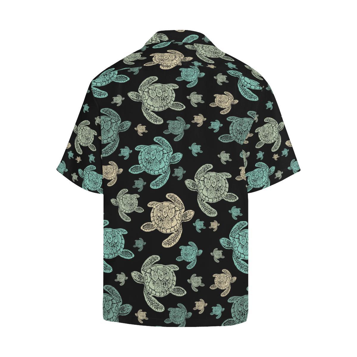 Sea Turtle Stamp Pattern Men Hawaiian Shirt-JorJune