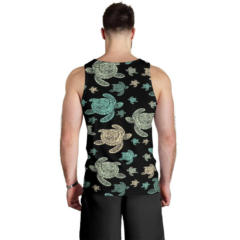 Sea Turtle Stamp Pattern Men Tank Top