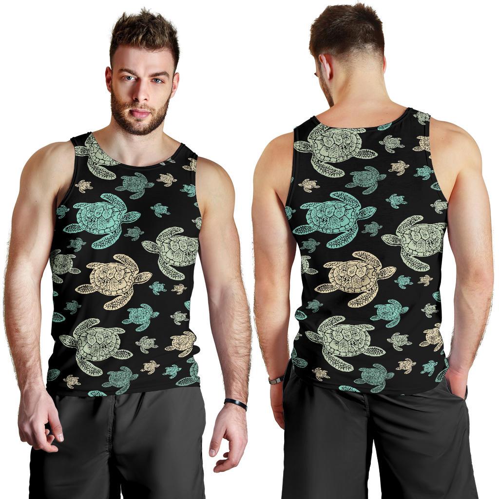 Sea Turtle Stamp Pattern Men Tank Top