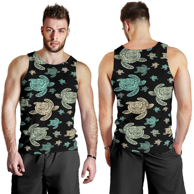 Sea Turtle Stamp Pattern Men Tank Top