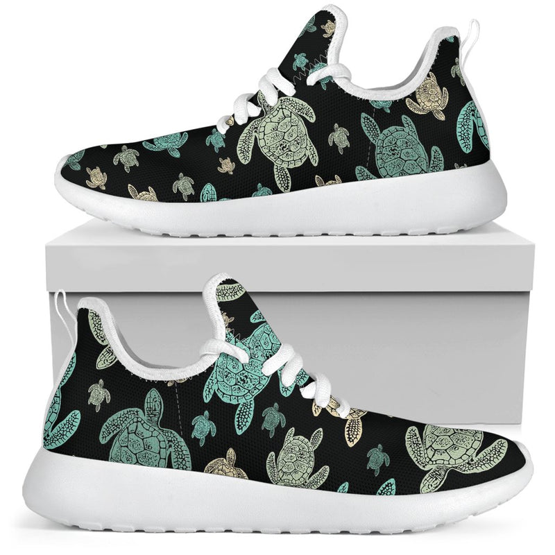 Sea Turtle Stamp Pattern Mesh Knit Sneakers Shoes