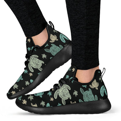 Sea Turtle Stamp Pattern Mesh Knit Sneakers Shoes