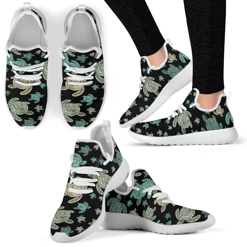 Sea Turtle Stamp Pattern Mesh Knit Sneakers Shoes