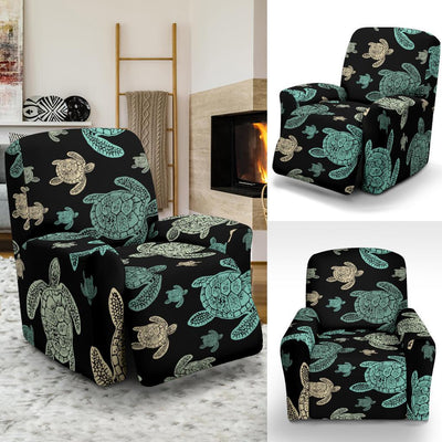 Sea Turtle Stamp Pattern Recliner Slipcover-JORJUNE.COM