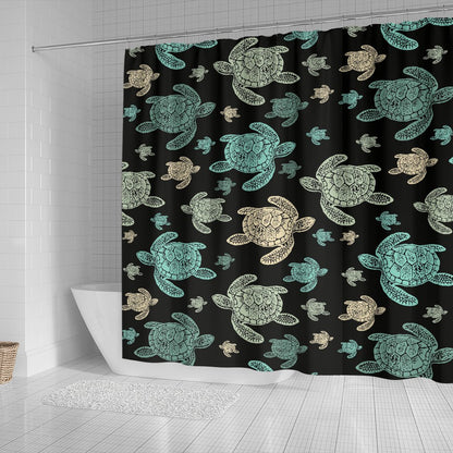 Sea Turtle Stamp Pattern Shower Curtain