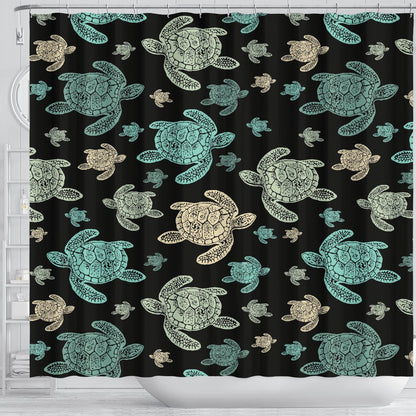 Sea Turtle Stamp Pattern Shower Curtain