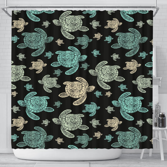 Sea Turtle Stamp Pattern Shower Curtain