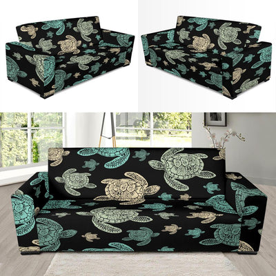 Sea Turtle Stamp Pattern Sofa Slipcover-JORJUNE.COM