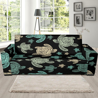 Sea Turtle Stamp Pattern Sofa Slipcover-JORJUNE.COM