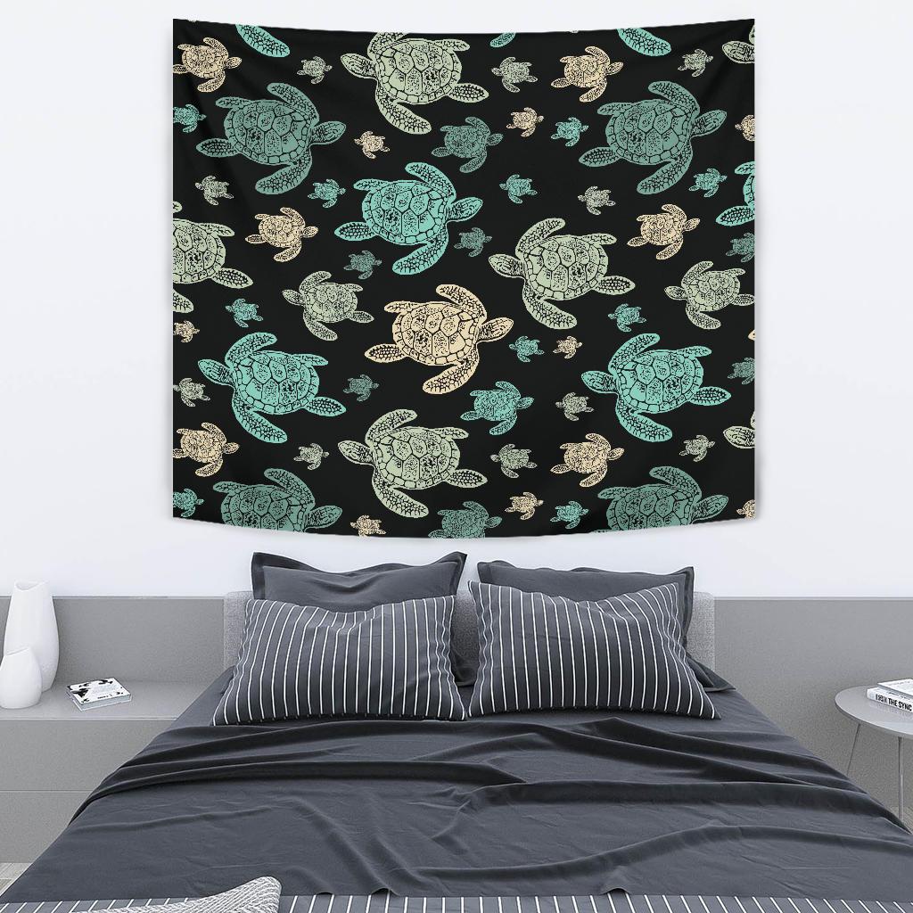 Sea Turtle Stamp Pattern Tapestry