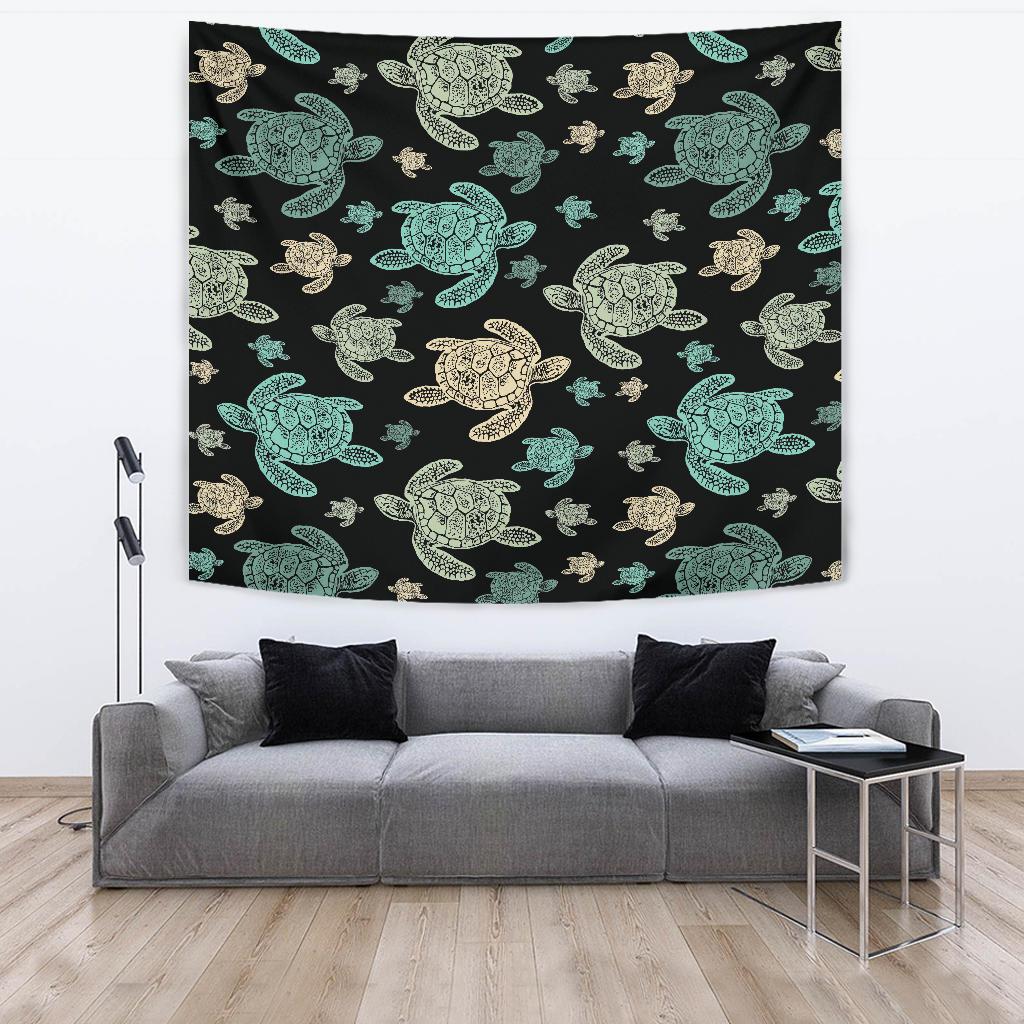 Sea Turtle Stamp Pattern Tapestry