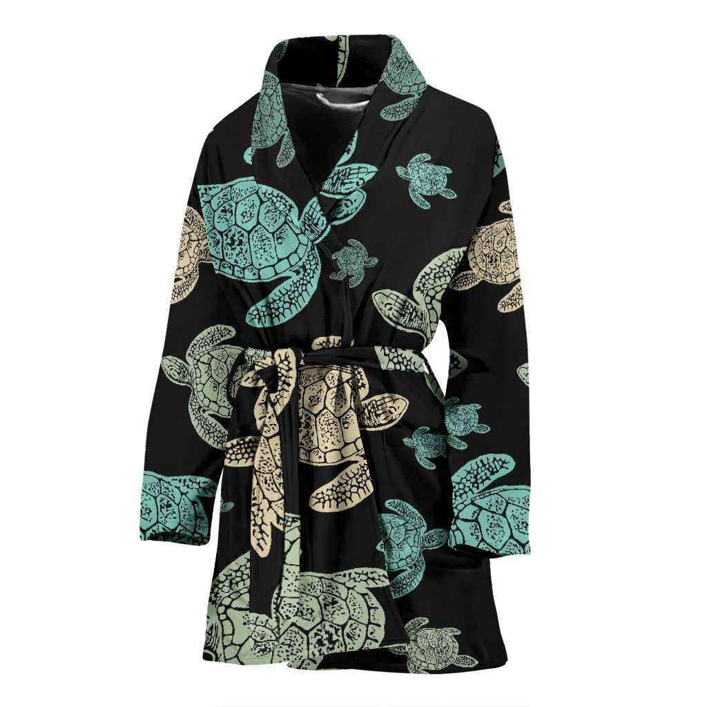 Sea Turtle Stamp Pattern Women Bathrobe – JorJune