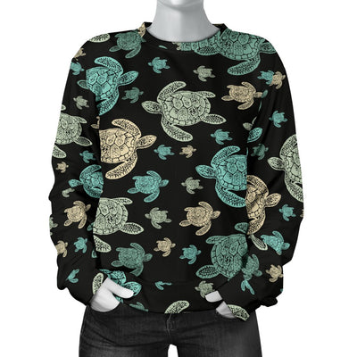 Sea Turtle Stamp Pattern Women Crewneck Sweatshirt