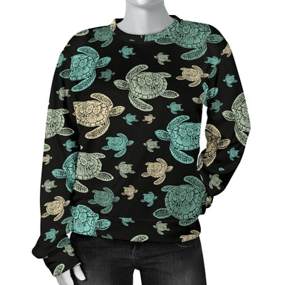 Sea Turtle Stamp Pattern Women Crewneck Sweatshirt