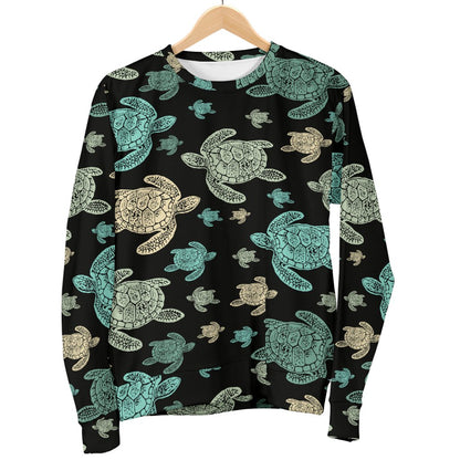 Sea Turtle Stamp Pattern Women Crewneck Sweatshirt