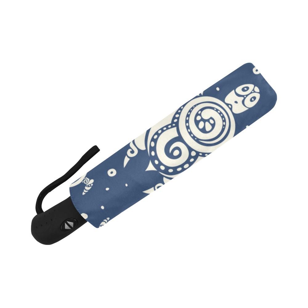 Sea Turtle Tribal Automatic Foldable Umbrella