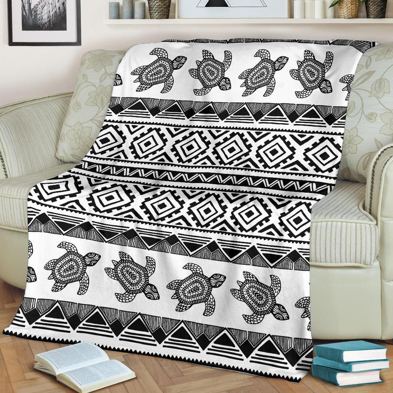 Sea Turtle Tribal Aztec Fleece Blanket