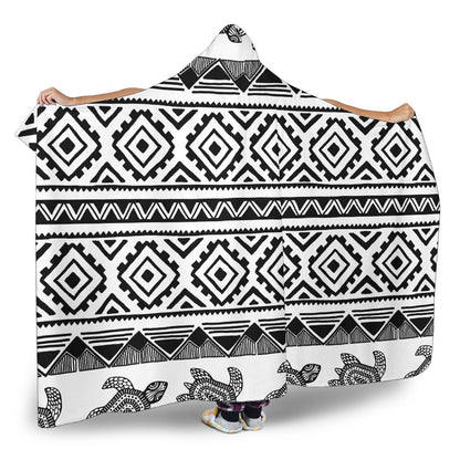 Sea Turtle Tribal Aztec Hooded Blanket-JORJUNE.COM