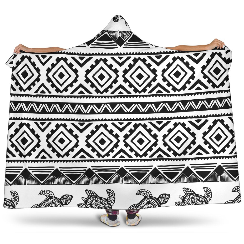 Sea Turtle Tribal Aztec Hooded Blanket-JORJUNE.COM