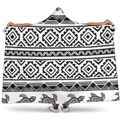 Sea Turtle Tribal Aztec Hooded Blanket-JORJUNE.COM