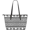 Sea Turtle Tribal Aztec Large Leather Tote Bag