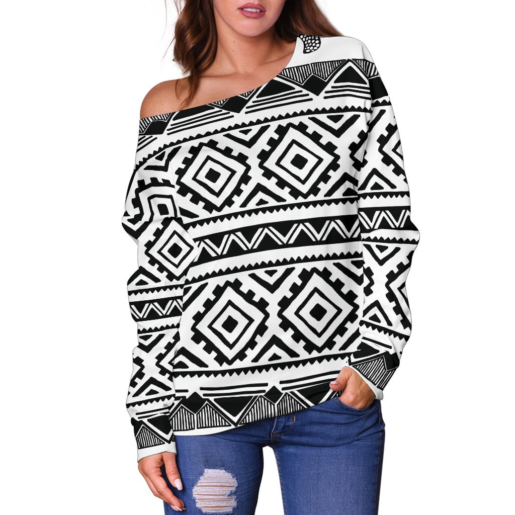 Sea Turtle Tribal Aztec Off Shoulder Sweatshirt