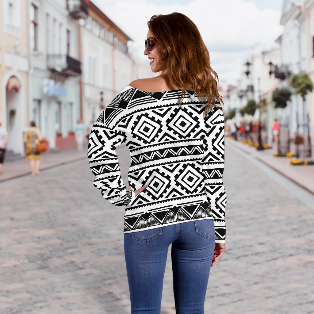 Sea Turtle Tribal Aztec Off Shoulder Sweatshirt