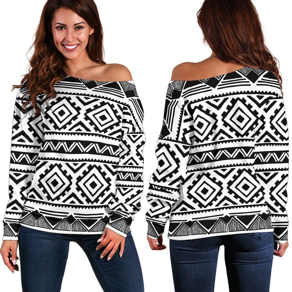 Sea Turtle Tribal Aztec Off Shoulder Sweatshirt