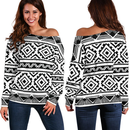Sea Turtle Tribal Aztec Off Shoulder Sweatshirt