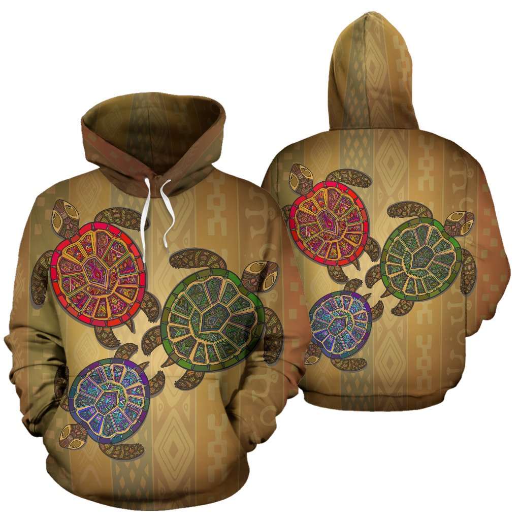 Sea Turtle Tribal Colorful All Over Print Hoodie