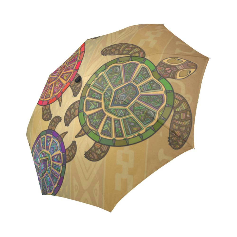 Sea Turtle Tribal Colorful Automatic Foldable Umbrella