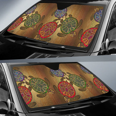 Sea Turtle Tribal Colorful Car Sun Shade-JorJune